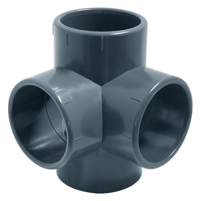 Té 4 voies PVC pression 90°