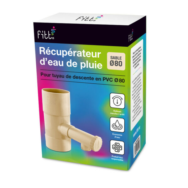 Collecteur récupérateur d'eau de pluie sable pour tuyau Ø80 – Image 2