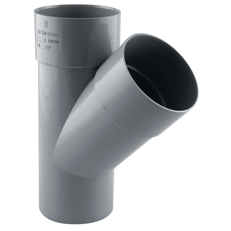 Culotte de descente 45° Ø80 mâle/femelle gris