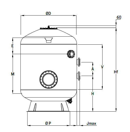 Filtre bobiné composite Collecteur haut rendement - 1,2m média filtrant