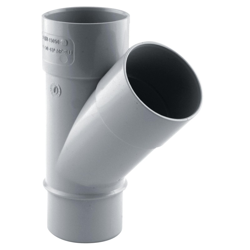 Culotte de descente 45° Ø50 mâle/femelle gris