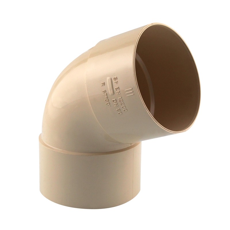 Coude de descente 67° Ø80 femelle/femelle sable