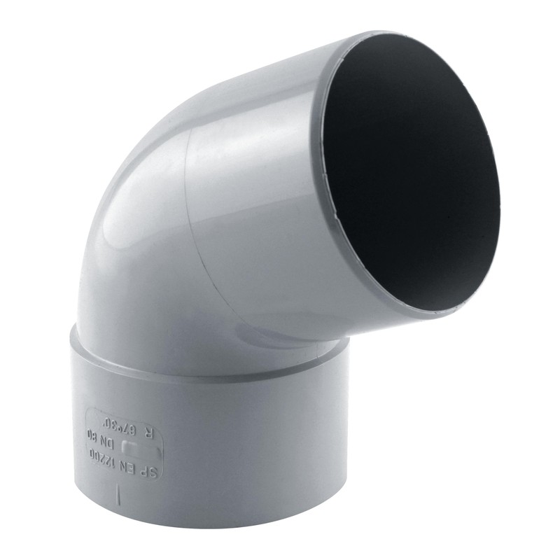 Coude de descente 67° Ø80 mâle/femelle gris