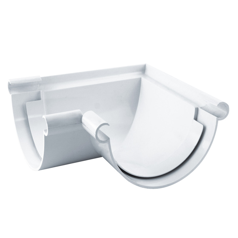 Angle universel gouttière ronde 90° dév.330 blanc