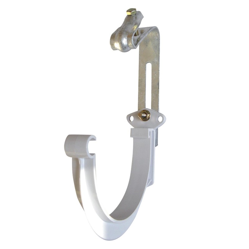 Crochet bandeau gouttière dév.250 blanc avec étrier galva monté