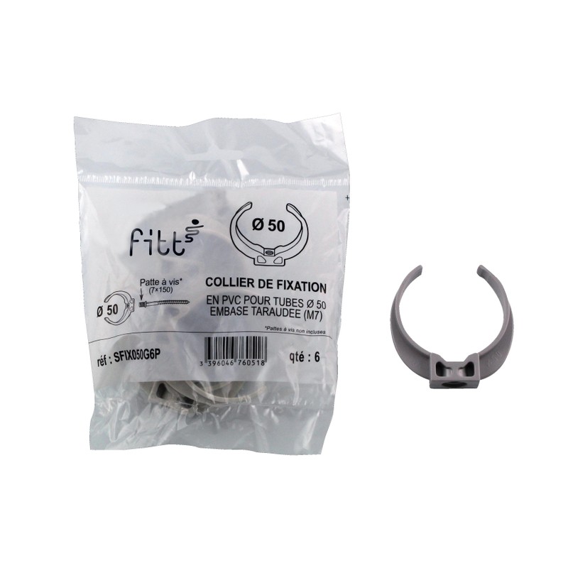 Collier de fixation à vis pour tube de descente Ø80 gris en sachet 5pcs – Image 2