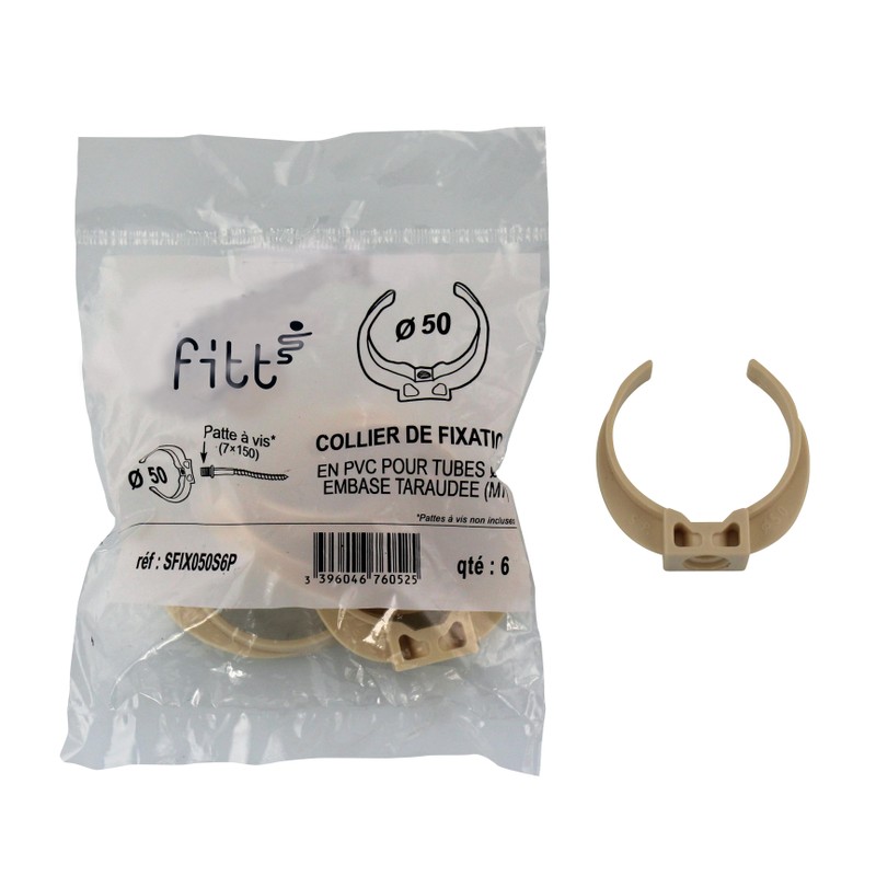 Collier de fixation à vis pour tube de descente Ø80 sable en sachet 5pcs – Image 2