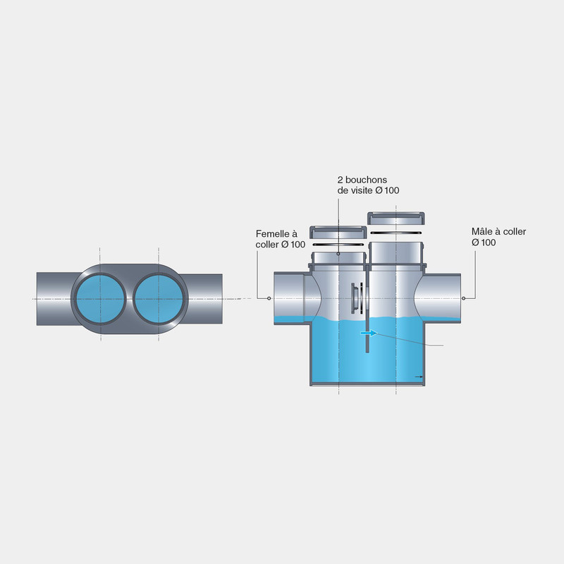 Siphon disconnecteur PVC évacuation Ø100 – Image 2
