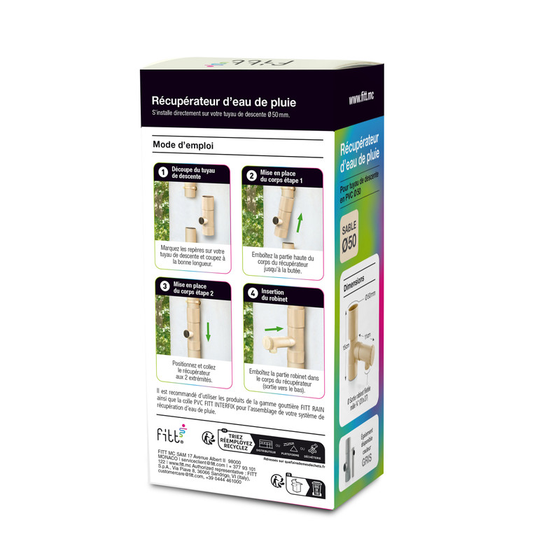 Collecteur récupérateur d'eau de pluie sable pour tuyau Ø50 – Image 3