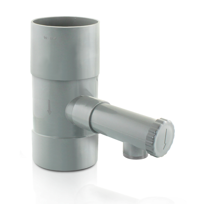 Collecteur récupérateur d'eau de pluie gris pour tuyau Ø80