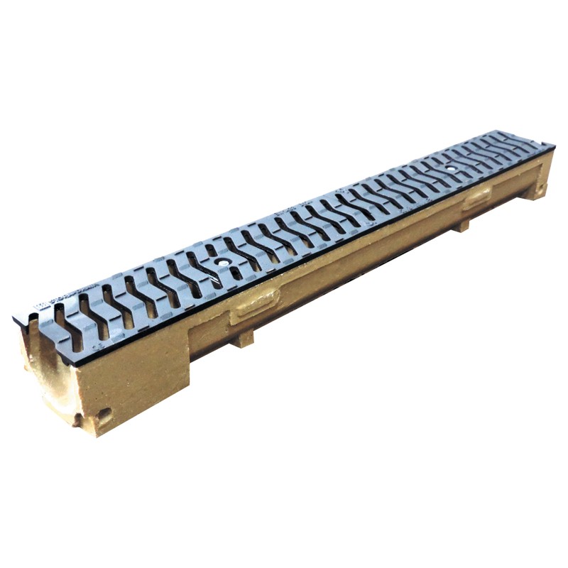 Caniveau béton polyester 1000x150x100mm + grille fonte B125